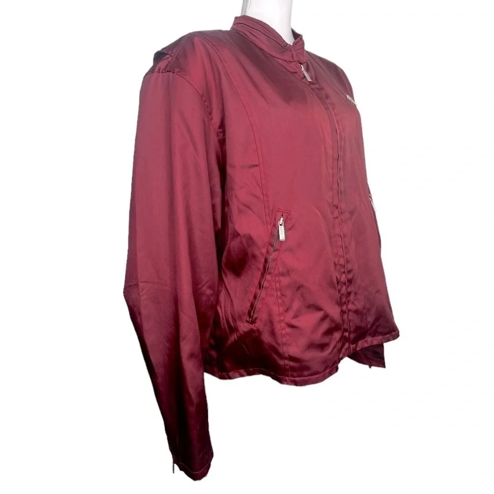 Harley Davidson Women's Burgundy Motorcycle Biker Jacket - Picture 4 of 16